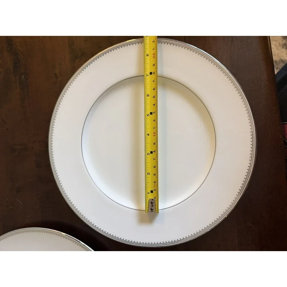 Vera Wang Wedgewood Grosgrain 10.75” Platinum Bone China Dinner Plates Set of 2